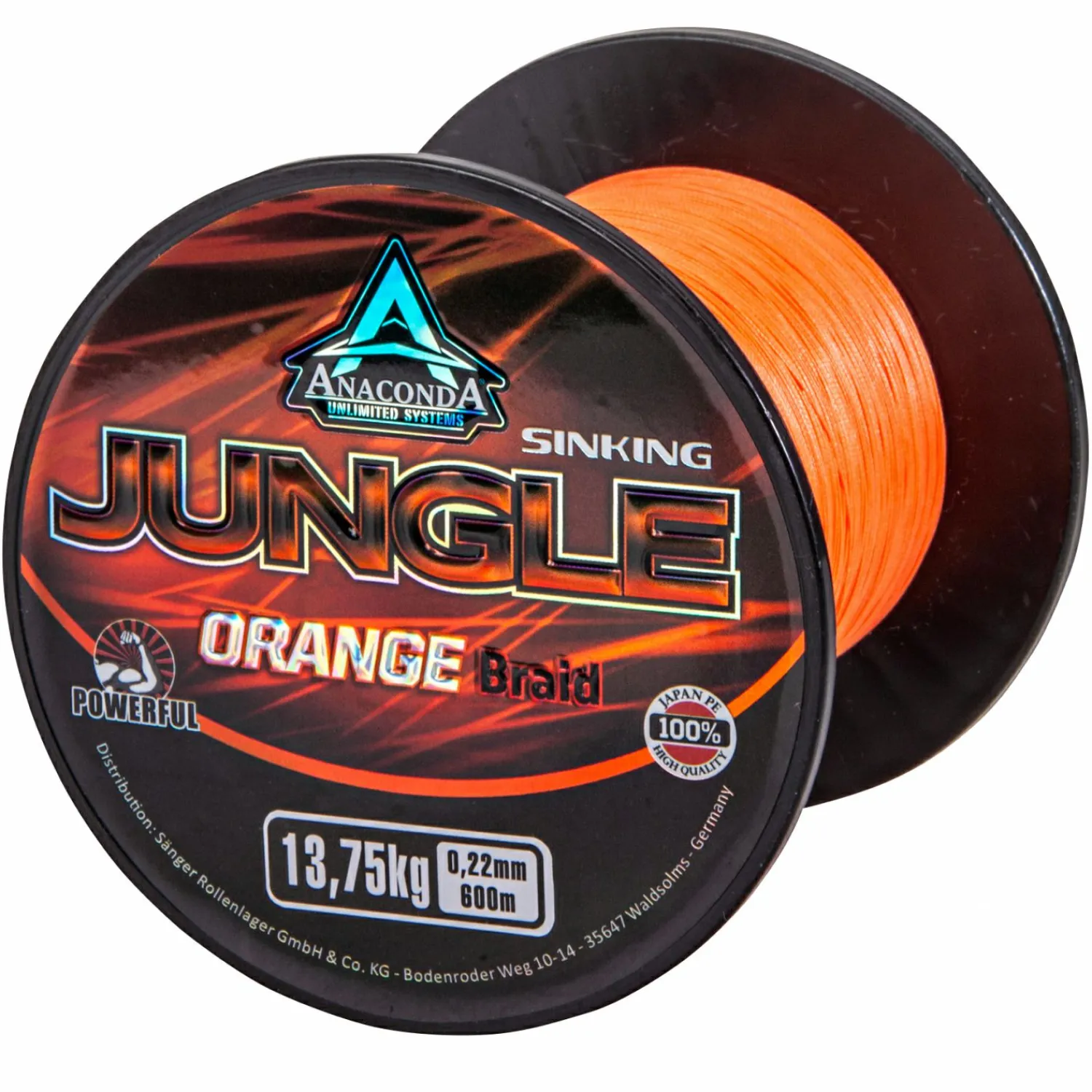 Hot Jungle Orange Fast Sinking Braid (600 m) Geflochtene Schnüre