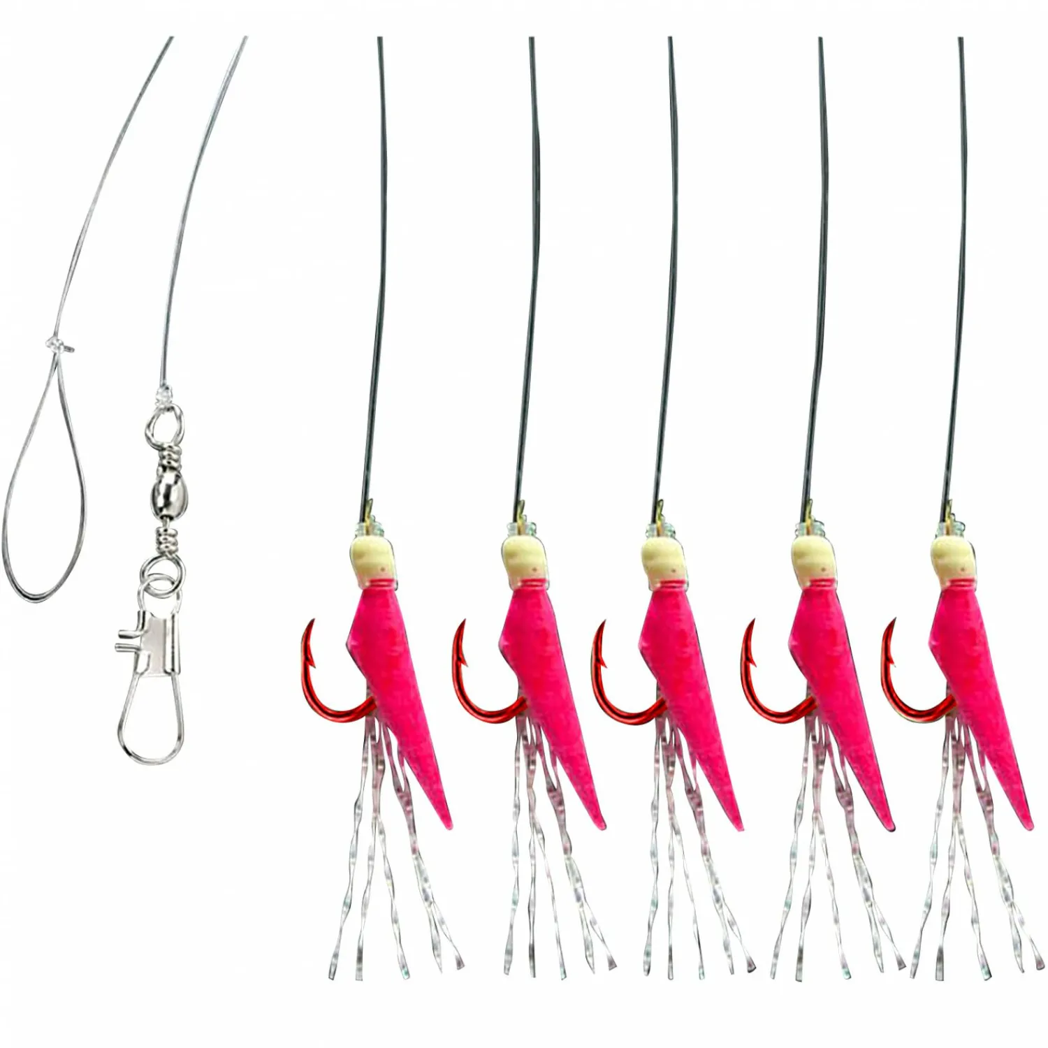 Aquantic Real Skin Vorfach Rig 5 (Pink)< Meeresangeln-Zubehör|Angelvorfächer & Beifänger