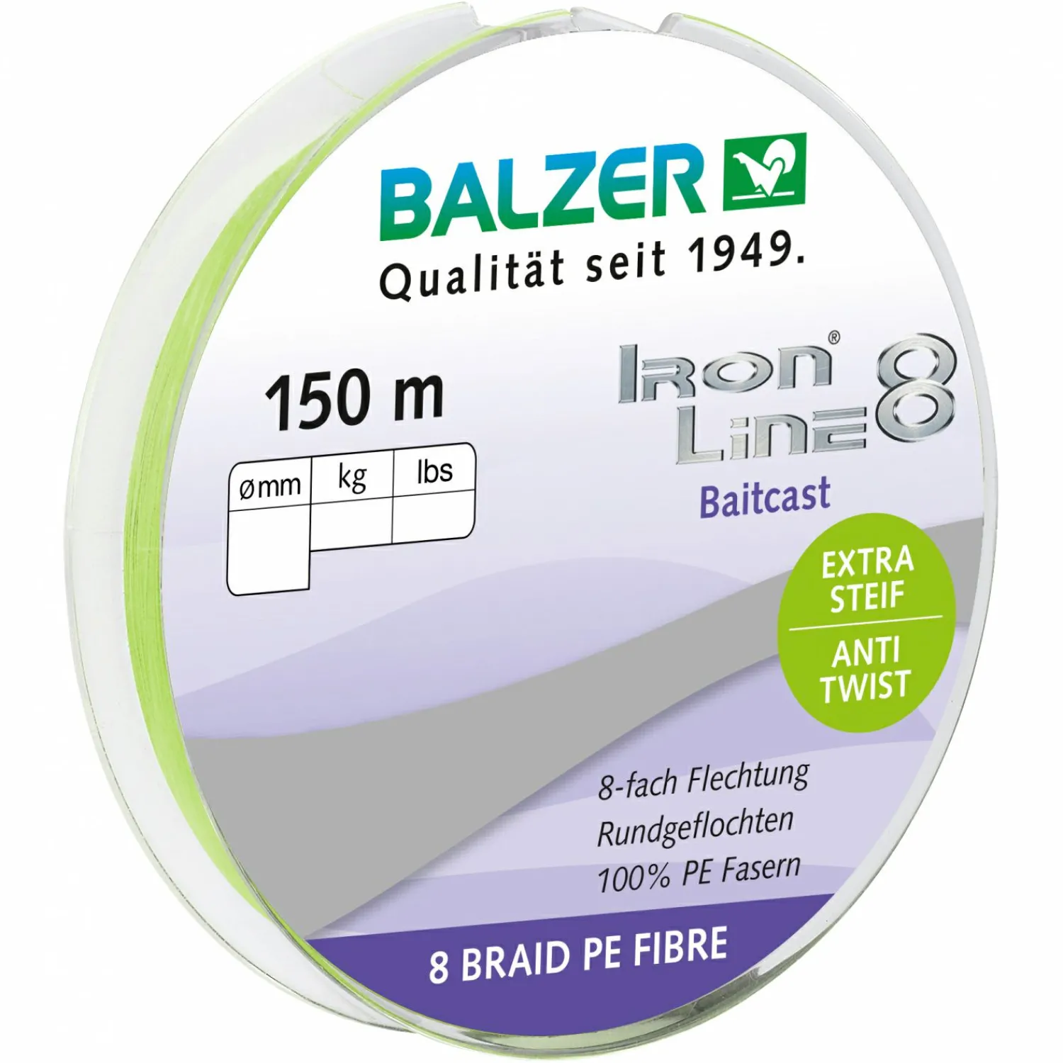 Balzer Iron Line 8 Baitcast< Geflochtene Schnüre