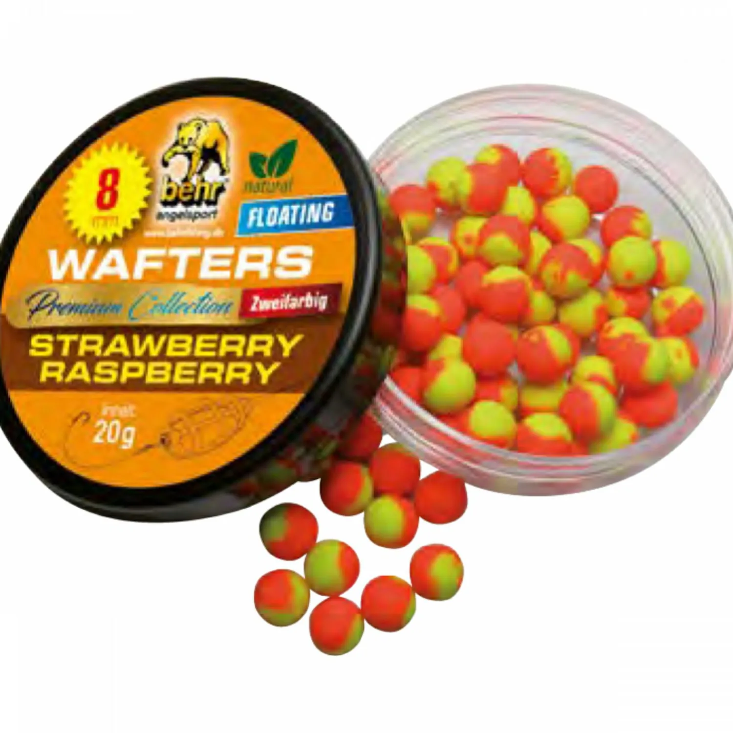 Behr Bi-Color Floating Wafters Premium Collection (Strawberry-Raspberry)< Karpfenfutter·Boilies & Popup Boilies|Karpfenfutter