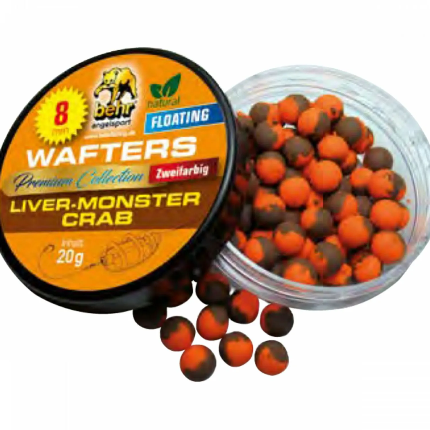 Behr Bi-Color Floating Wafters Premium Collection (Liver-Monster Crab)< Karpfenfutter·Boilies & Popup Boilies|Karpfenfutter