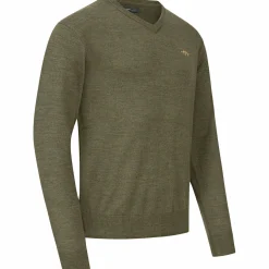 Blaser V-Neck Merino Sweater Herren (Dunkel Oliv)< Angelpullover & -Strickjacken