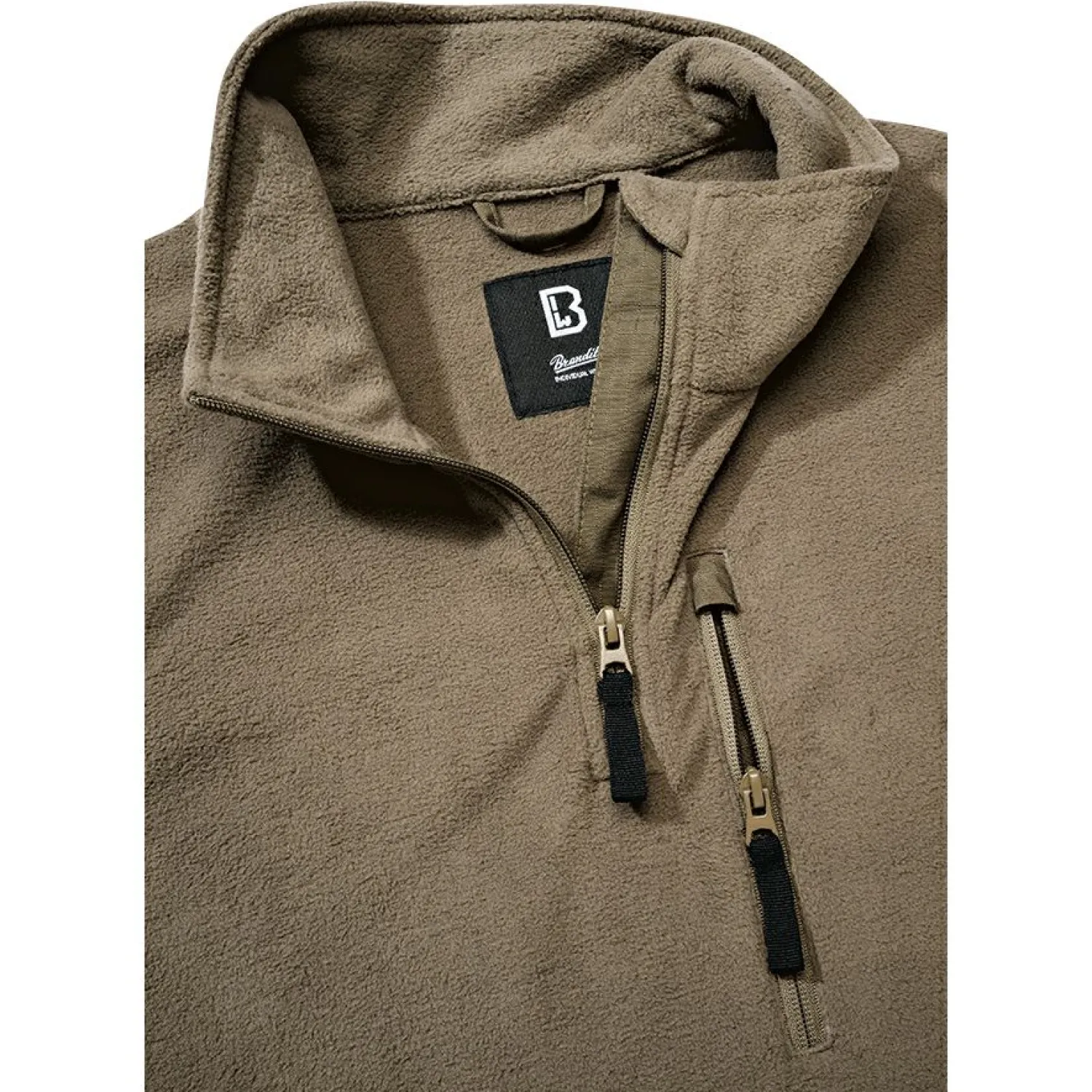 Brandit Fleece Troyer Herren (Olive)< Angelpullover & -Strickjacken