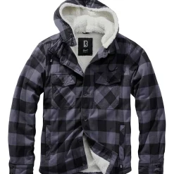Brandit Lumber Jacket Hooded Herren, mit Kapuze (Black/Grey)< Outdoor- & Angel-Jacken