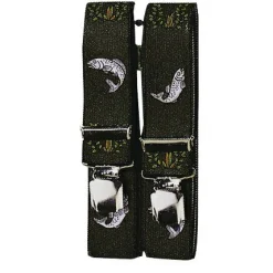 Sale Clip-Hosenträger "Forelle" Unisex (Oliv) Outdoor- & Angel-Hosenträger