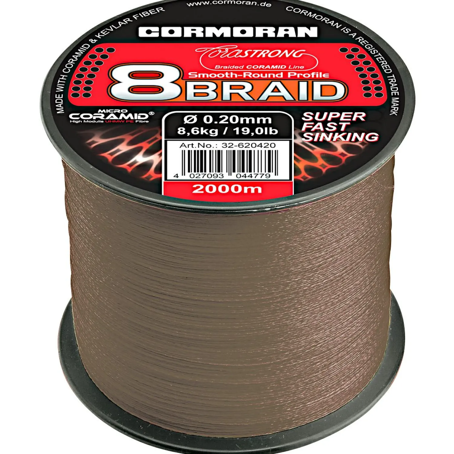 Cormoran Angelschnur Corastrong 8-Braid Super Fast Sinking (dunkelbraun)< Wallerschnüre|Wallerschnüre