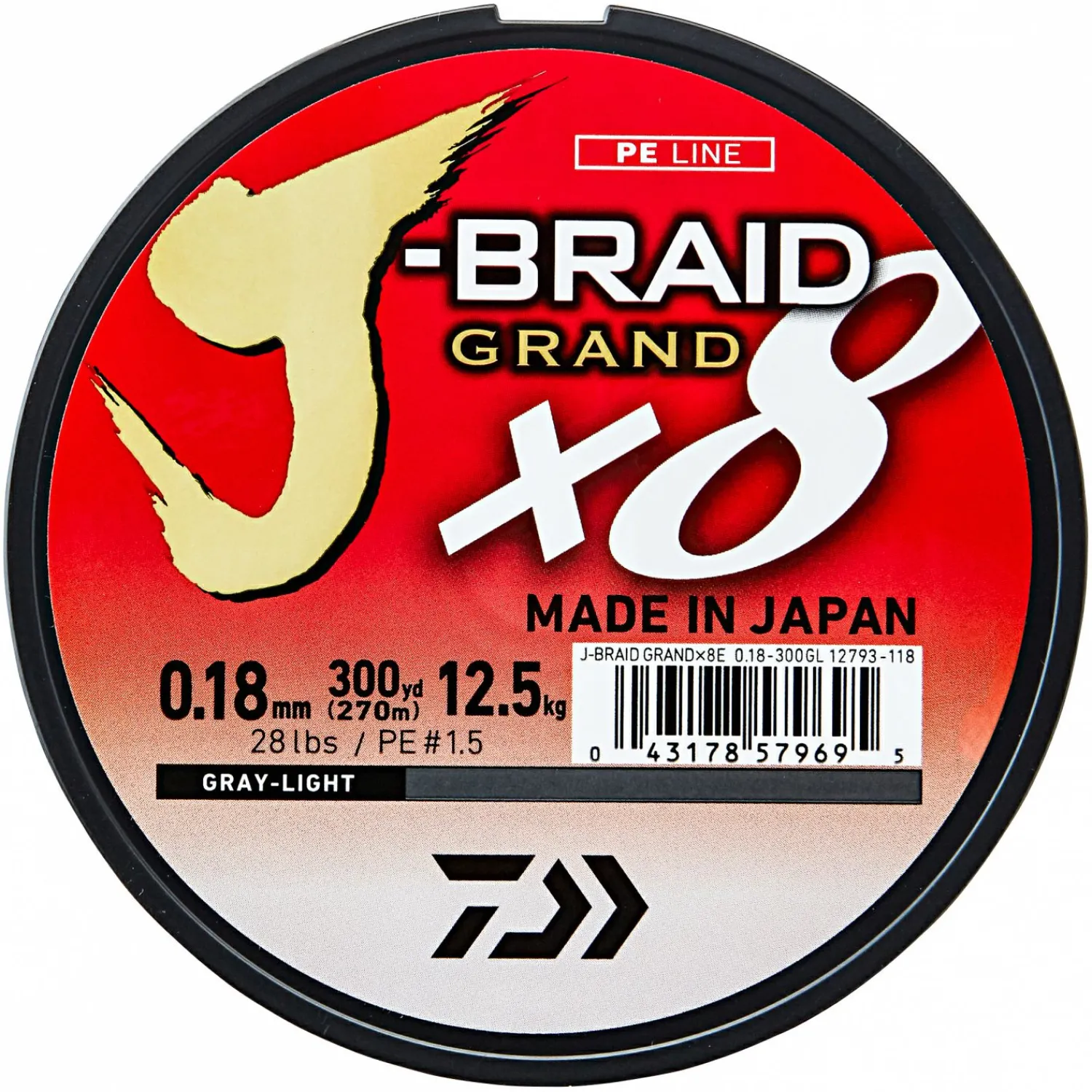 Daiwa Angelschnur J-Braid Grand X8 (hellgrau, 135 m)< Geflochtene Schnüre