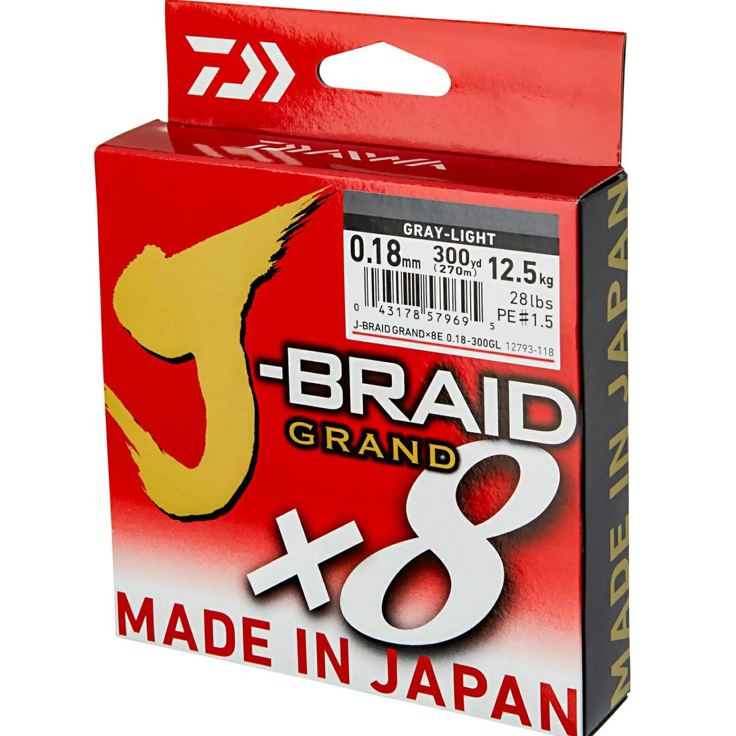 Daiwa Angelschnur J-Braid Grand X8 (hellgrau, 135 m)< Geflochtene Schnüre