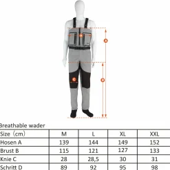 Hot D-Vec Breathable Zipped Waders Wathosen