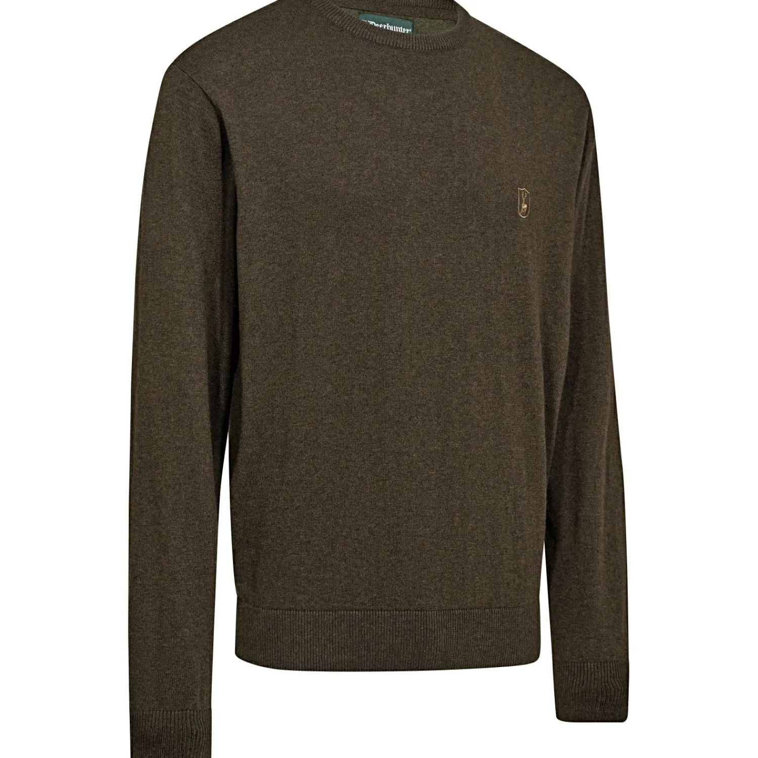 Clearance Harrington Strickpullover Herren, mit Rundhalsausschnitt (Brown Melange) Angelpullover & -Strickjacken