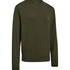 Clearance Harrington Strickpullover Herren, mit Rundhalsausschnitt (Forest Ember Melange) Angelpullover & -Strickjacken