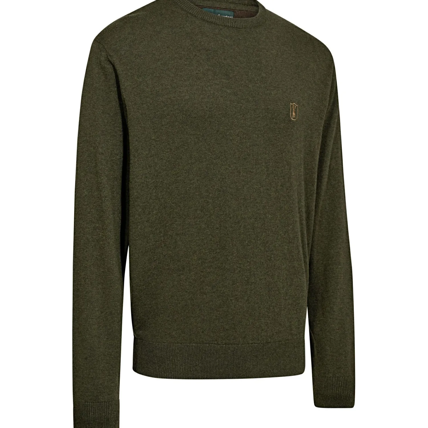 Clearance Harrington Strickpullover Herren, mit Rundhalsausschnitt (Forest Ember Melange) Angelpullover & -Strickjacken