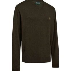 Deerhunter Harrington Strickpullover mit V-Ausschnitt (Brown Melange)< Angelpullover & -Strickjacken