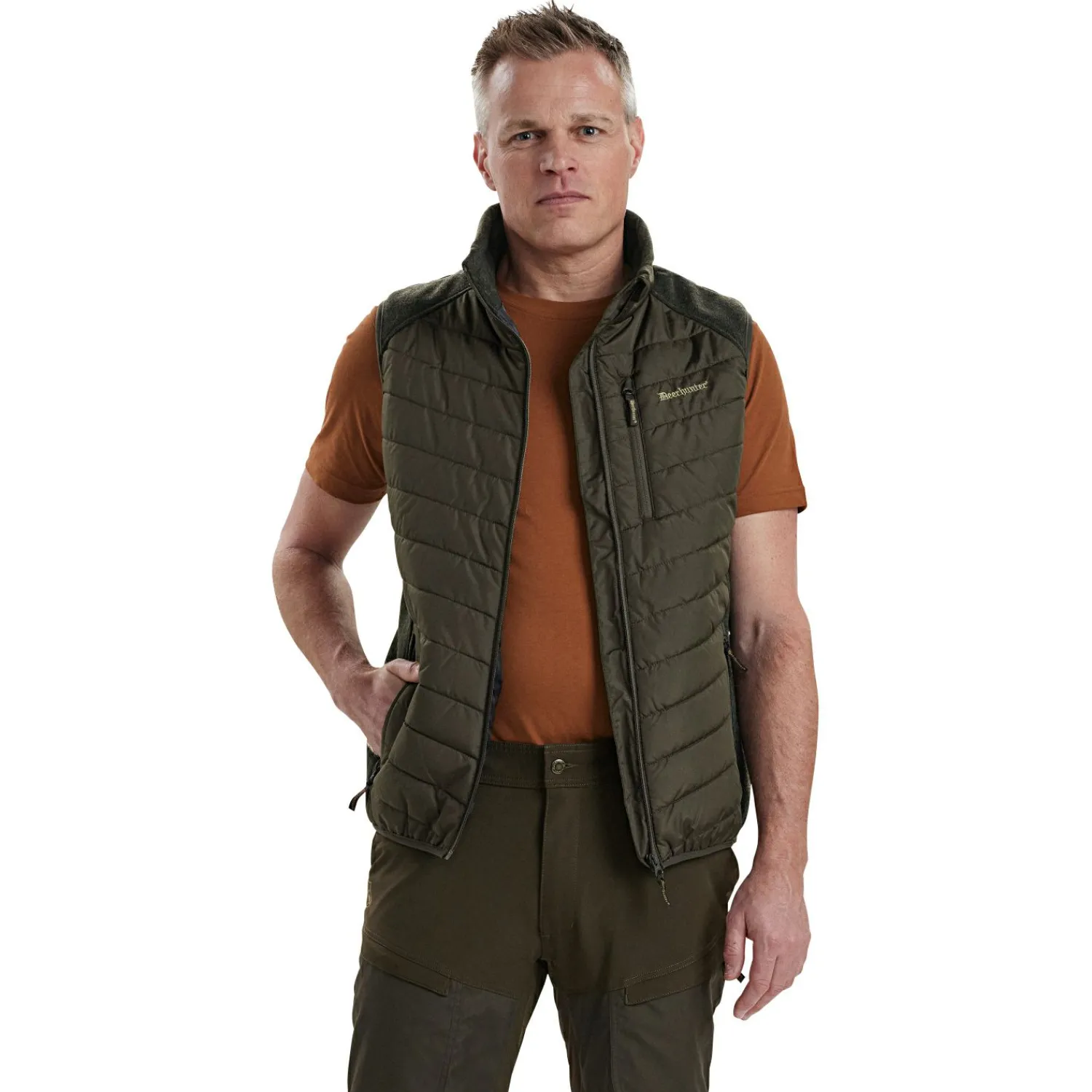 Deerhunter Moor wattierte Weste Herren, mit Strick (Timber)< Outdoor- & Anglerwesten