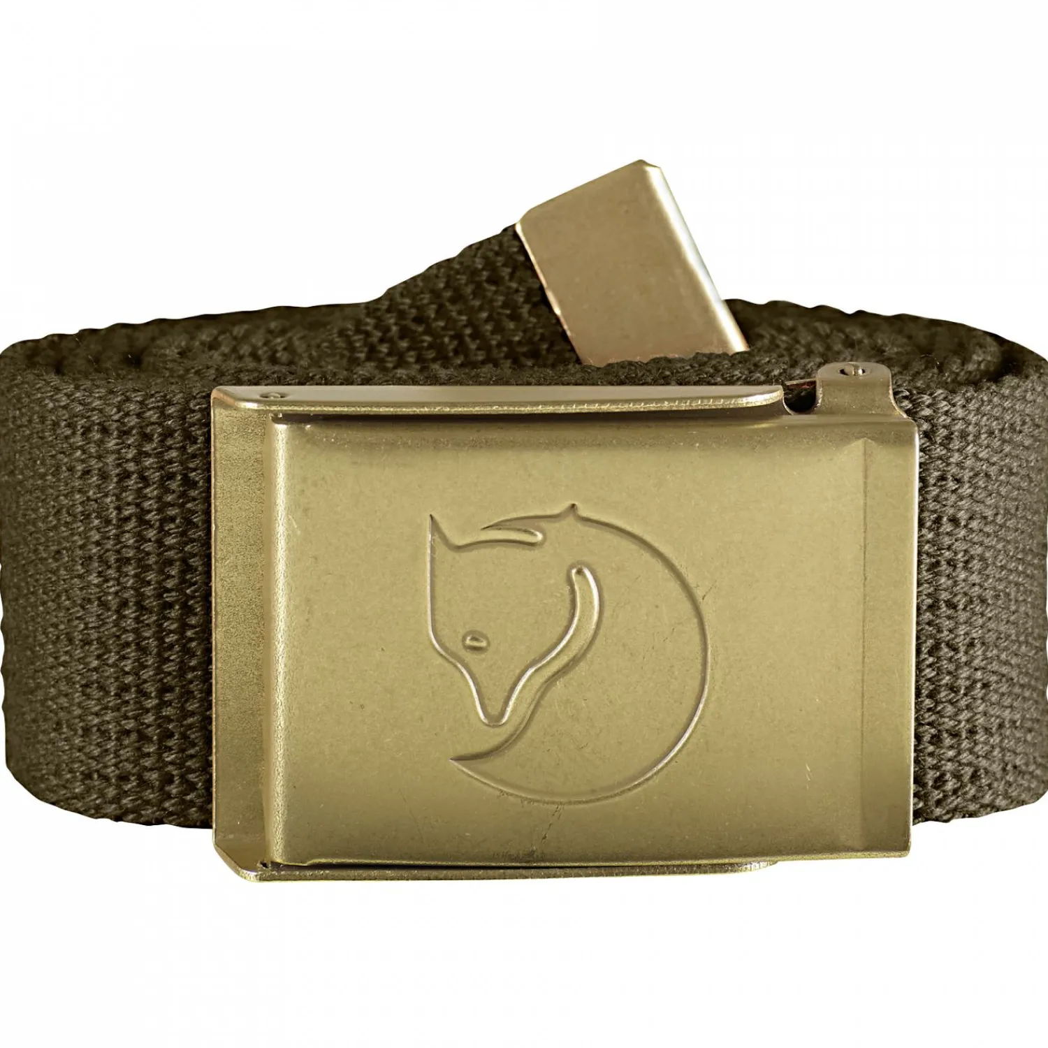 New Fjällräven Travel Canvas Brass Belt (Dark Olive) Outdoor- & Angel-Gürtel