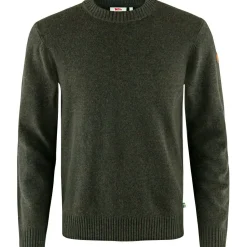 Clearance Fjällräven Övik Round-neck Sweater M Herren (Dark Olive) Angelpullover & -Strickjacken