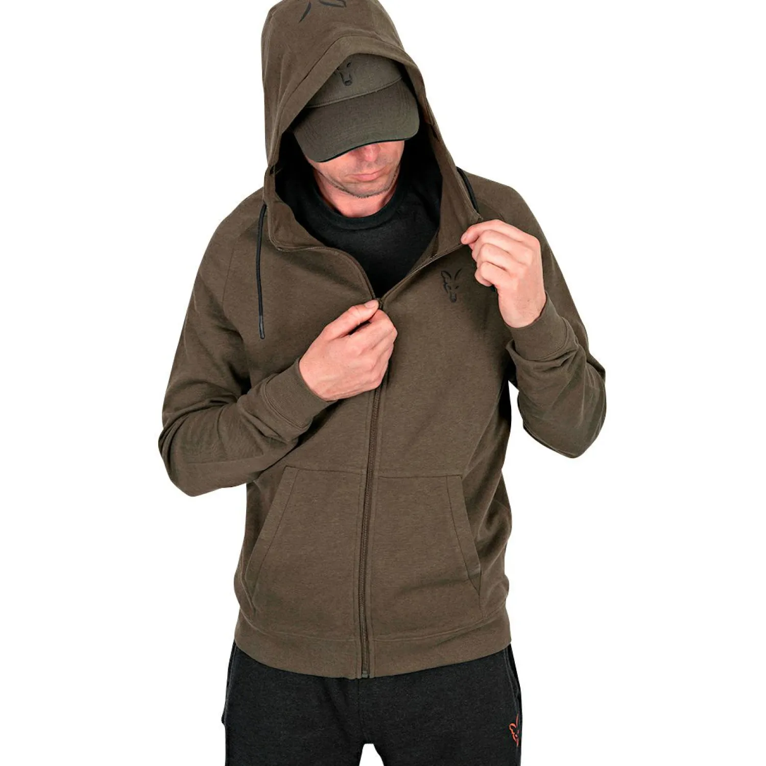Fox Collection LW Hoody Herren (Green/Black)< Angelpullover & -Strickjacken