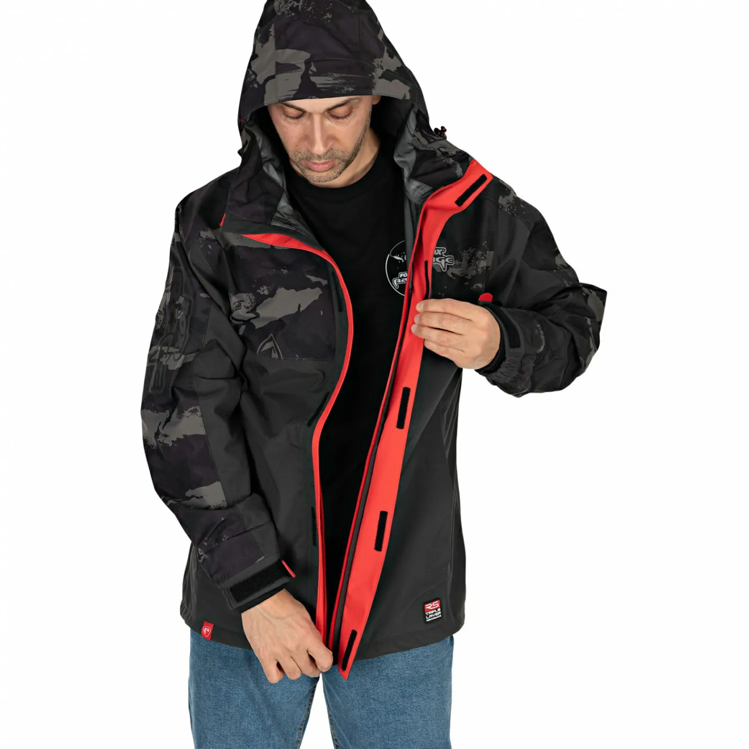 Fox Rage RS Triple-Layer Jacket Herren (Black/Camo)< Outdoor- & Angel-Jacken