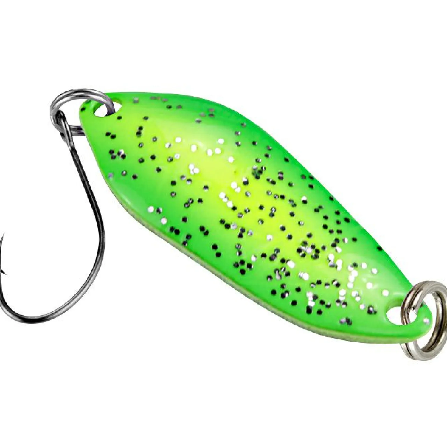 FTM Trout Spoon Strike (2,1 g, Grün/Gelb Glitter, Schwarz UV)< Trout Spoons|Trout Spoons