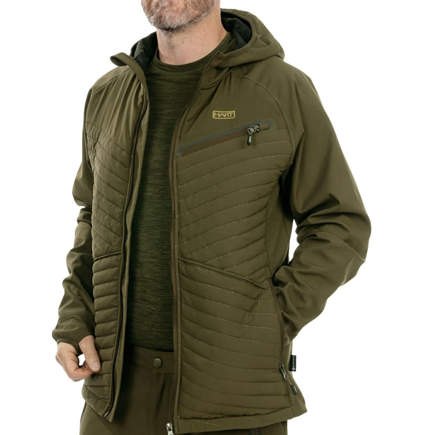 Best Ibice Hoodie Hybridjacke Herren (Dunkeloliv) Outdoor- & Angel-Jacken