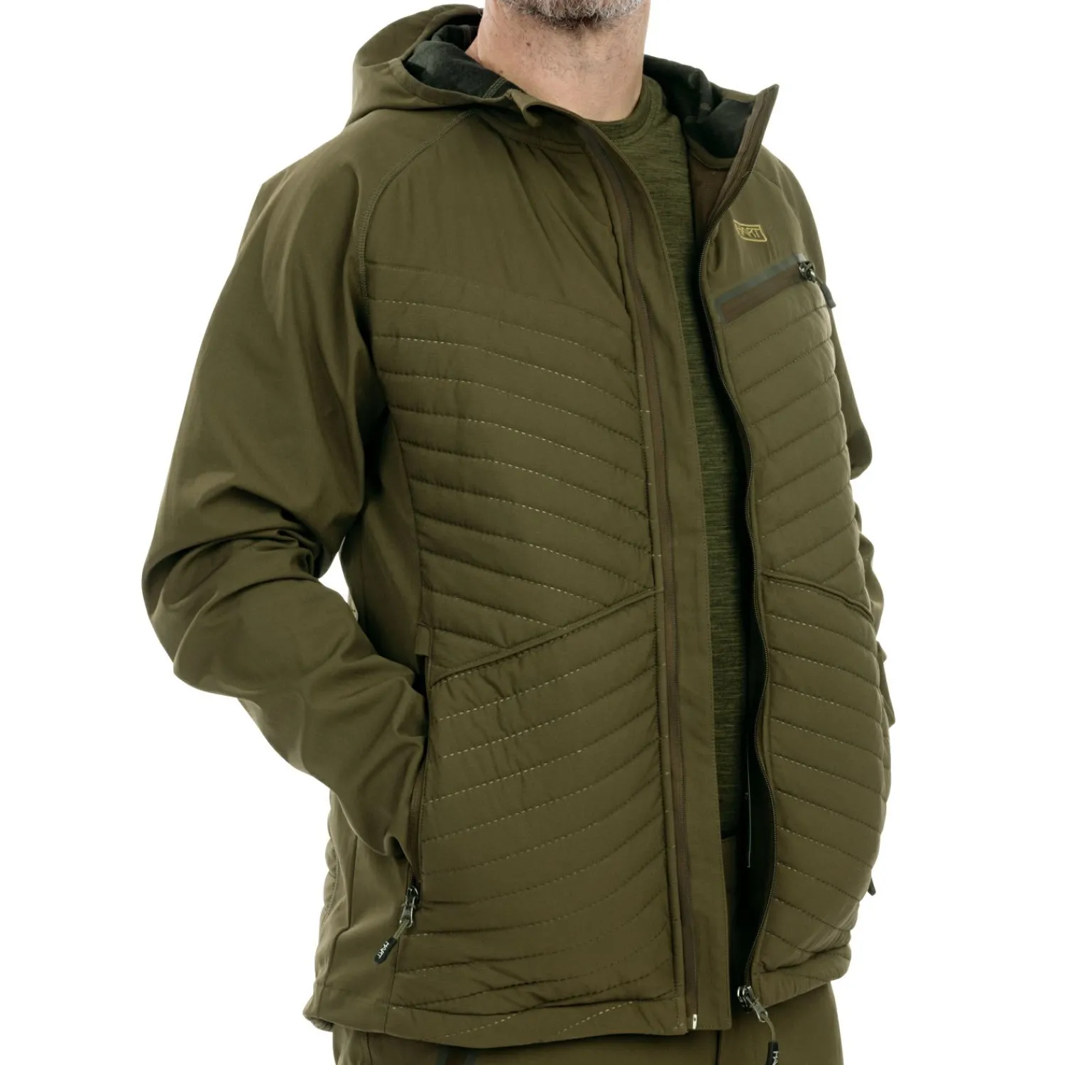 Best Ibice Hoodie Hybridjacke Herren (Dunkeloliv) Outdoor- & Angel-Jacken