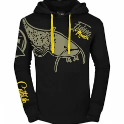 Outlet Fishing Mania CatFish Hoodie Herren (Black) Angelpullover & -Strickjacken