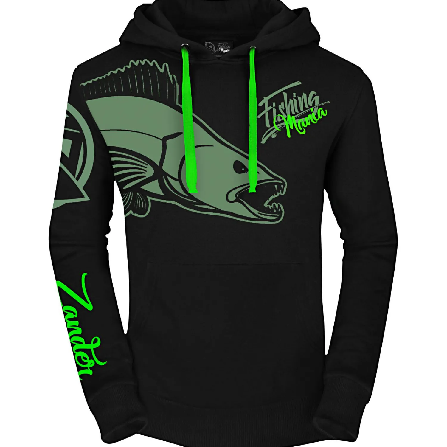 Fishing Mania Zander Hoodie Herren (Black) Angelpullover & -Strickjacken