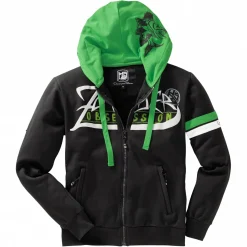 Hot Zander Obsession Zipped Sweater Herren (Black/Green) Angelpullover & -Strickjacken