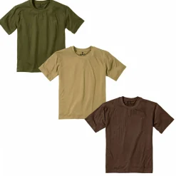 3er Set: T-Shirts Herren (Oliv/Beige/Braun) Angelshirts & Angel-Oberteile