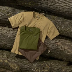 3er Set: T-Shirts Herren (Oliv/Beige/Braun) Angelshirts & Angel-Oberteile