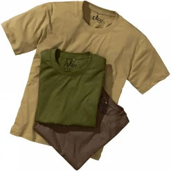 3er Set: T-Shirts Herren (Oliv/Beige/Braun) Angelshirts & Angel-Oberteile