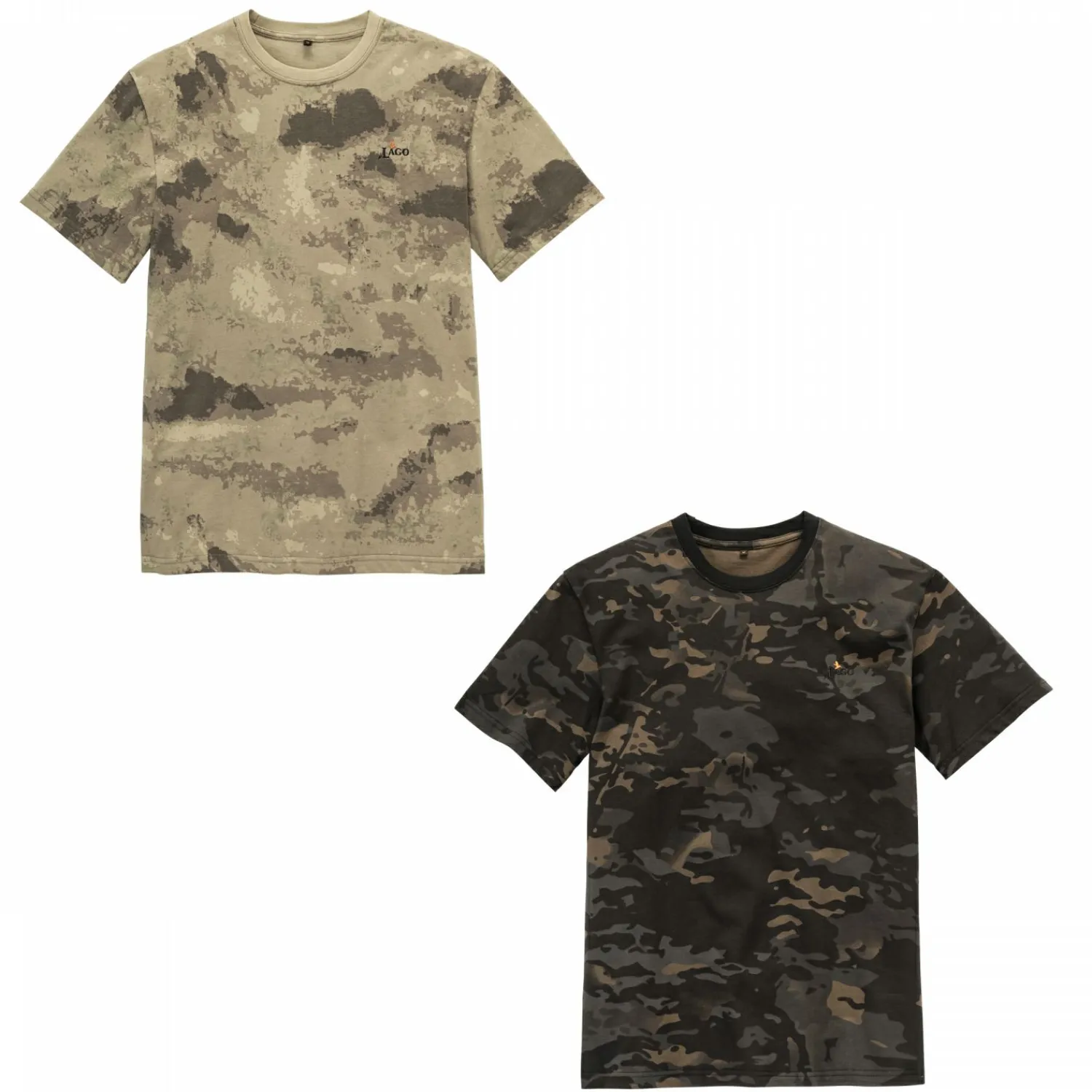 il Lago Prestige 2er Set: T-Shirts Herren (Beige Camou/Dark Camou)< Angelshirts & Angel-Oberteile