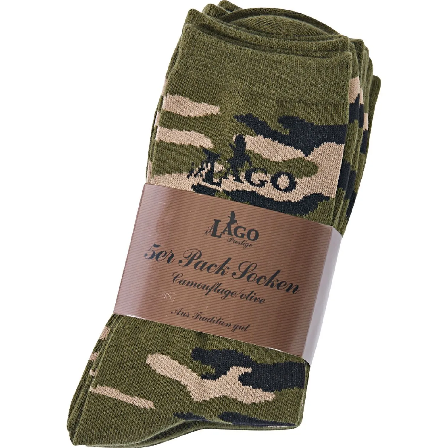 5er-Set: Socken Unisex (Camouflage/Oliv) Outdoor- & Angel-Socken