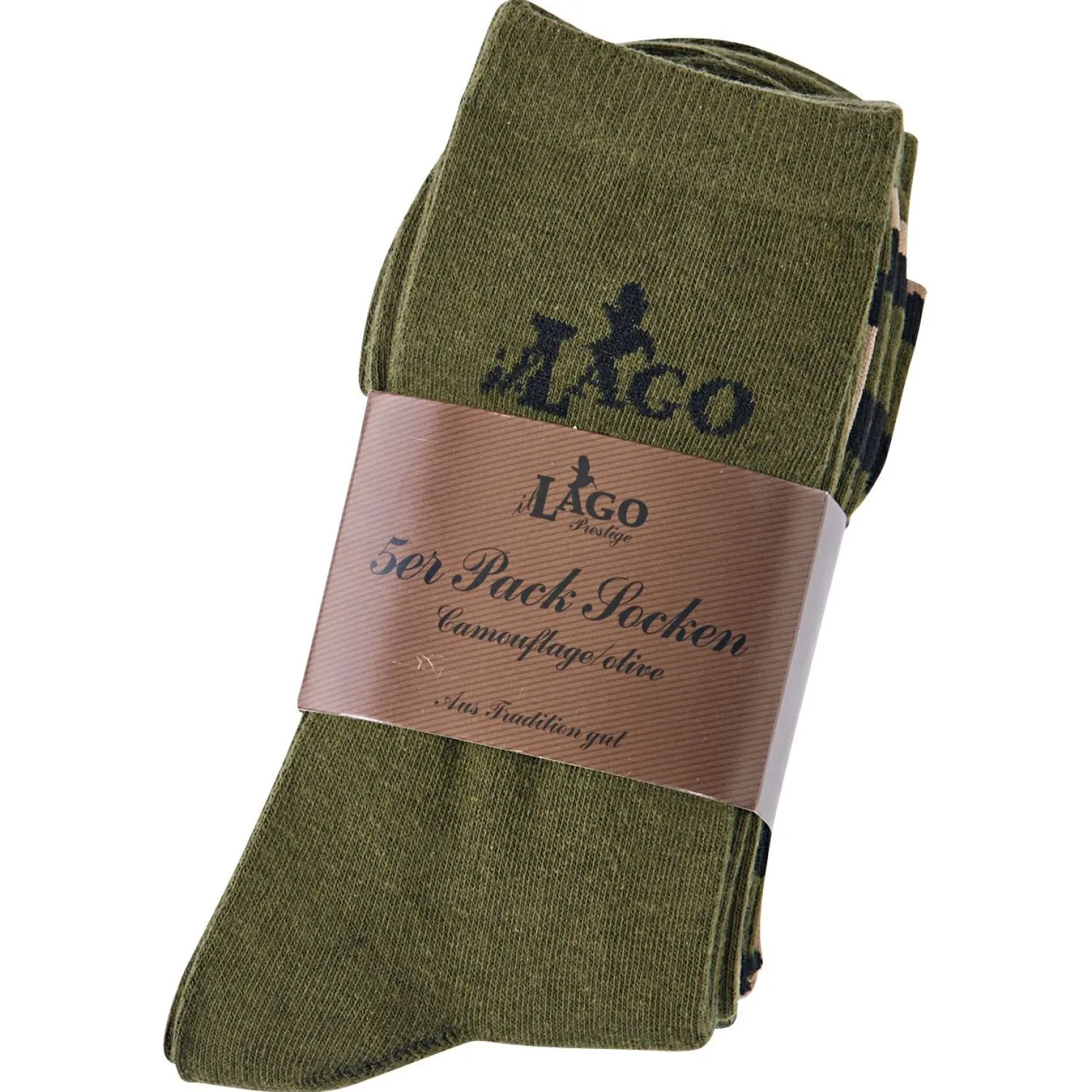 5er-Set: Socken Unisex (Camouflage/Oliv) Outdoor- & Angel-Socken