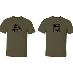 Hot 2er-Set: T-Shirt "Der mit dem Hund jagt" Herren (Oliv) Angelshirts & Angel-Oberteile