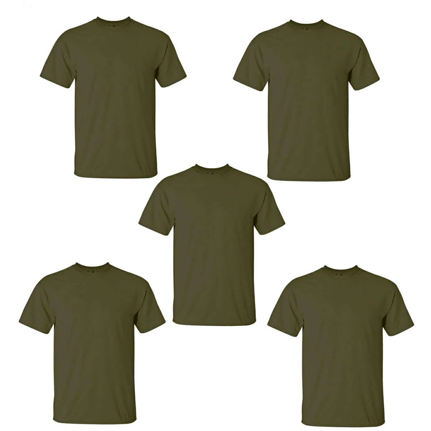 5er-Set: T-Shirts Herren (Oliv) Angelshirts & Angel-Oberteile