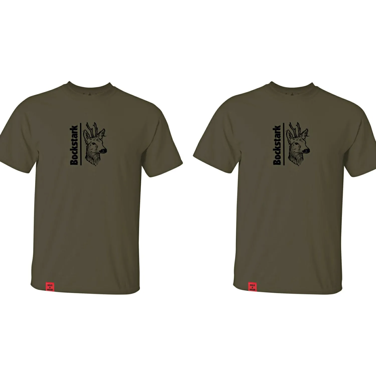 il Lago Prestige 2er-Set: T-Shirt "Bockstark" Herren (Oliv)< Angelshirts & Angel-Oberteile