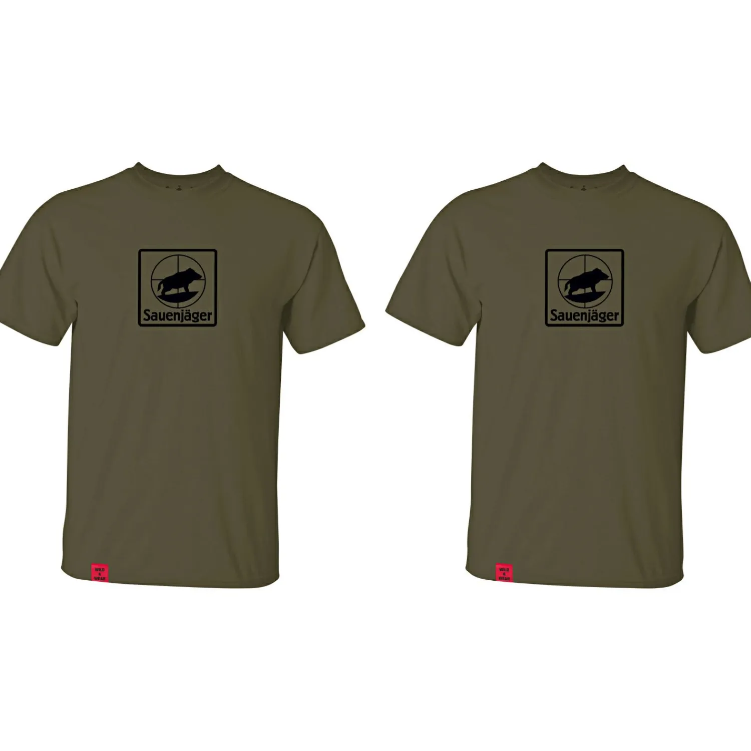 New 2er-Set: T-Shirt "Sauenjäger" Herren (Oliv) Angelshirts & Angel-Oberteile