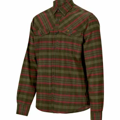 Clearance Flannel Hemd Bjarne Herren (Oliv/Rot) Outdoor- & Angelhemden