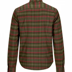Clearance Flannel Hemd Bjarne Herren (Oliv/Rot) Outdoor- & Angelhemden