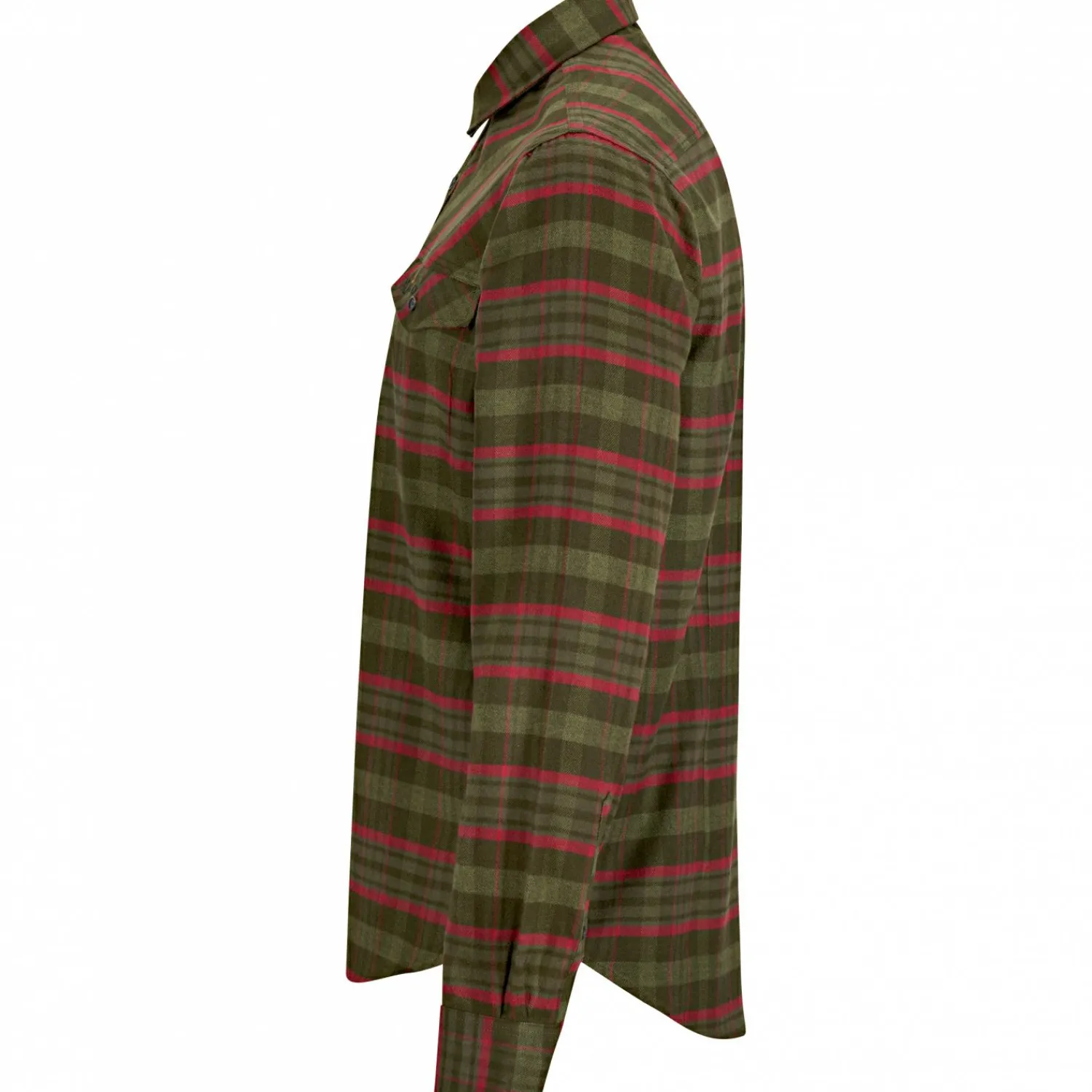 Clearance Flannel Hemd Bjarne Herren (Oliv/Rot) Outdoor- & Angelhemden