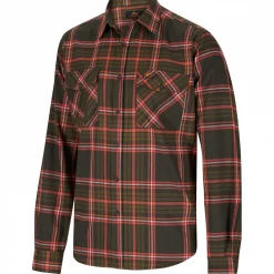 Clearance Hemd Leon Herren (Oliv/Rot) Outdoor- & Angelhemden