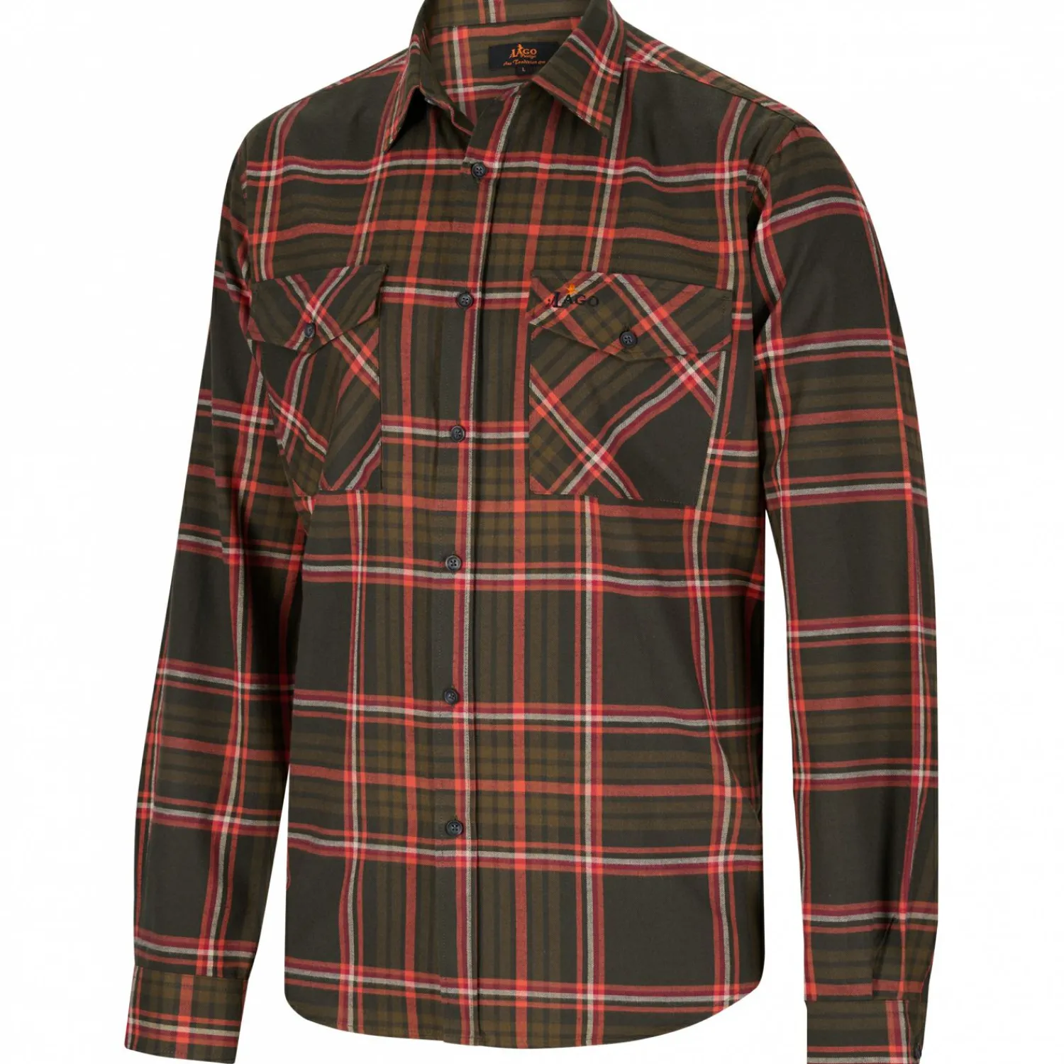 Clearance Hemd Leon Herren (Oliv/Rot) Outdoor- & Angelhemden