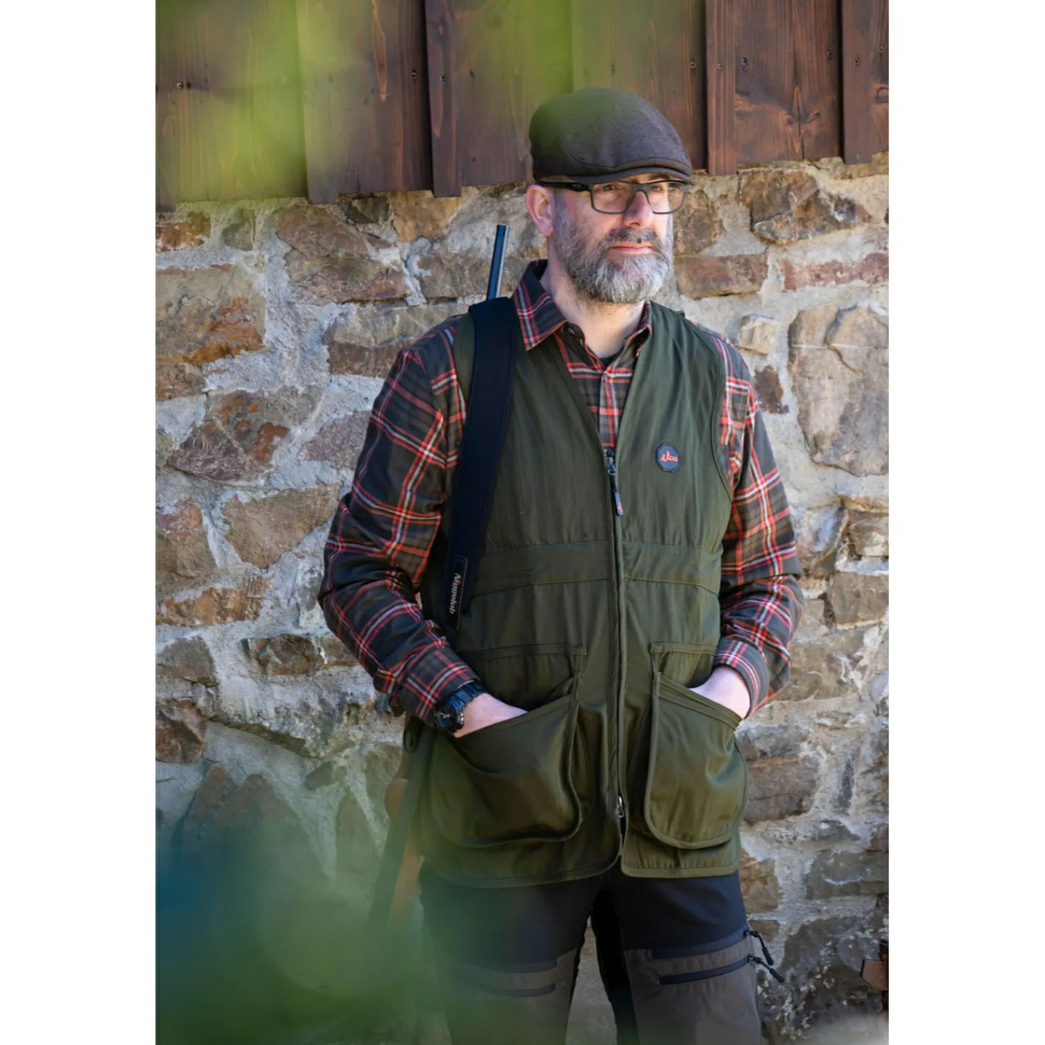 Clearance Hemd Leon Herren (Oliv/Rot) Outdoor- & Angelhemden