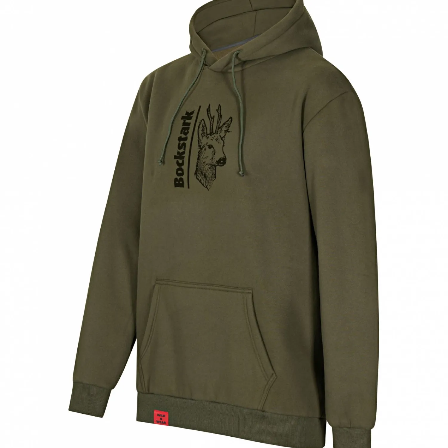 Hot Hoodie "Bockstark" Herren (Oliv) Angelpullover & -Strickjacken
