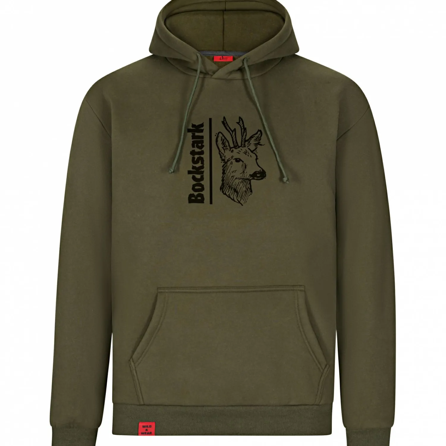 Hot Hoodie "Bockstark" Herren (Oliv) Angelpullover & -Strickjacken