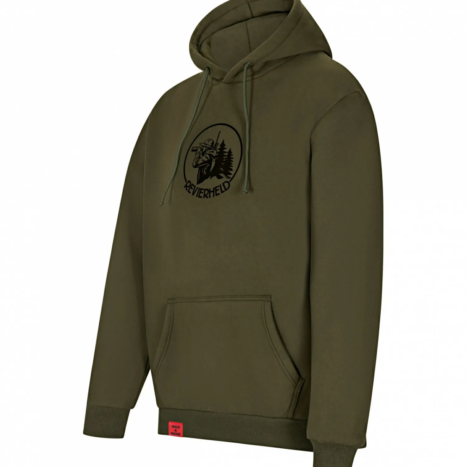 Discount Hoodie "Revierheld" Herren (Oliv) Angelpullover & -Strickjacken