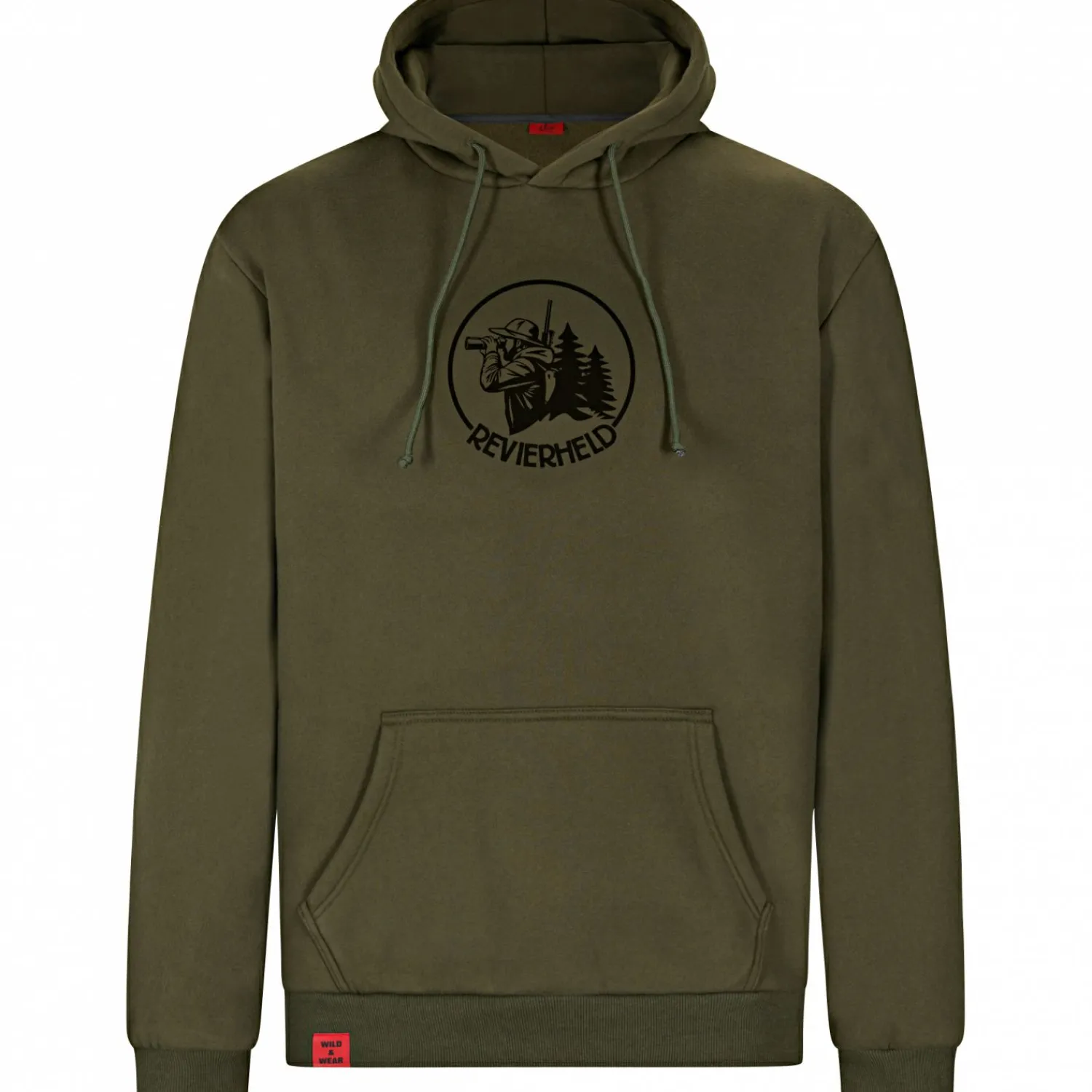 Discount Hoodie "Revierheld" Herren (Oliv) Angelpullover & -Strickjacken