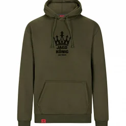 il Lago Prestige Hoodie"Jagdkönig" Herren (Oliv)< Angelpullover & -Strickjacken
