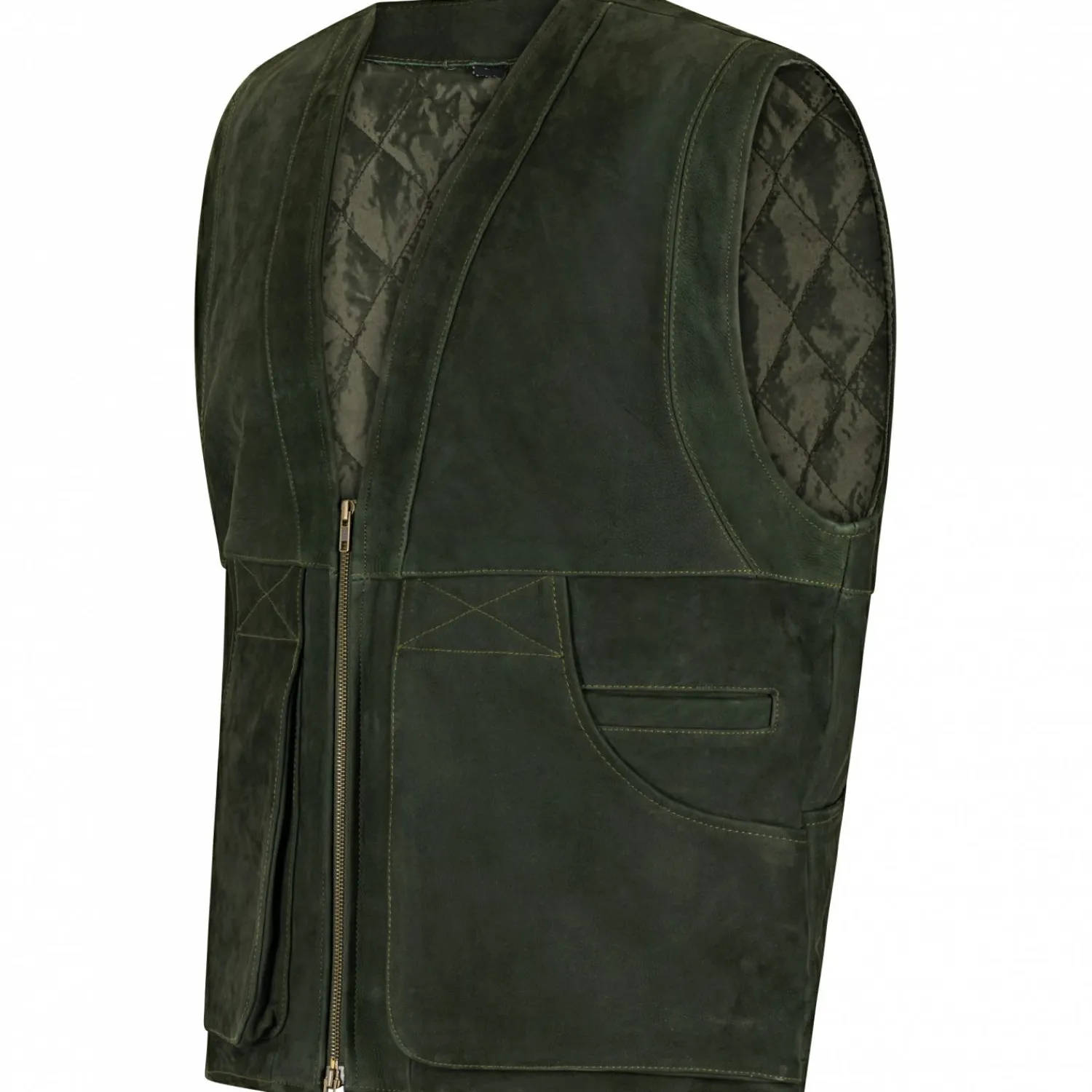il Lago Prestige Lederweste Field Vest Herren (Oliv)< Outdoor- & Anglerwesten